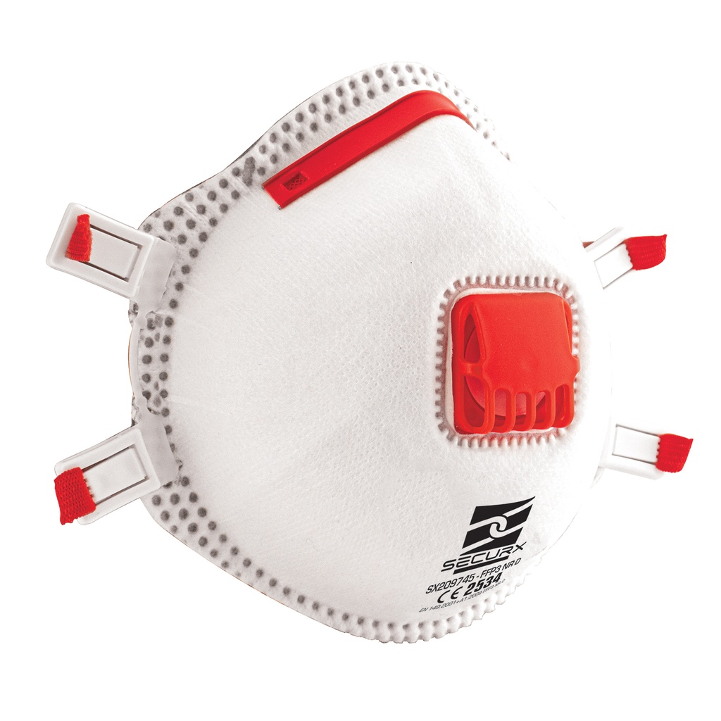 Masque anti-poussière fine SECURX - FFP3 + valve (prix/5 pièces)