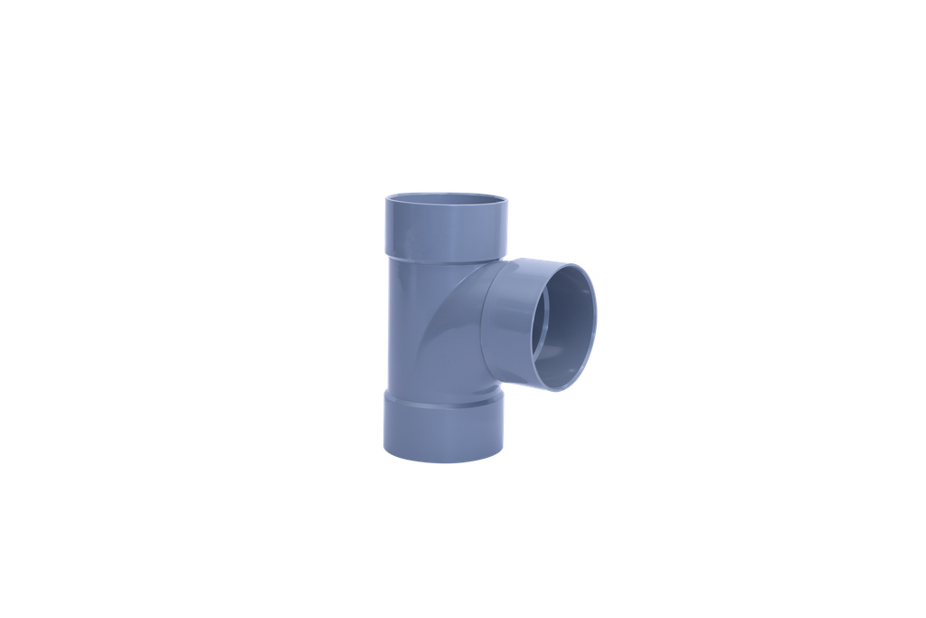Pièce en T en PVC dia 50 87° 3xM gris