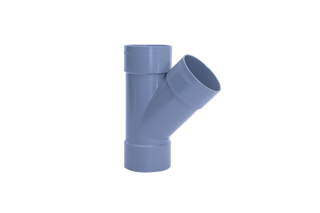 PVC T-stuk dia 75 45° 3xM grijs 