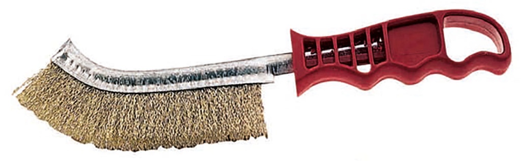 Staalborstel gebogen met pvc greep