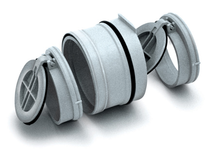 PVC terugslagklep dia 110 dubbel voor in buis  (inw) 
