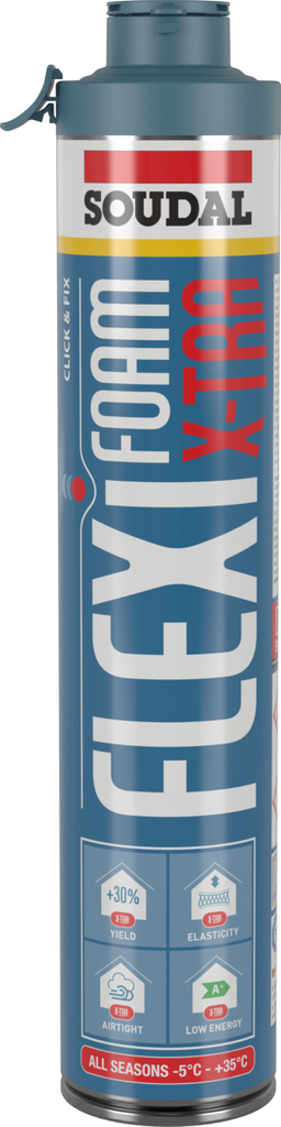 Flexifoam X-tra click&fix 750 ml blauw Soudal