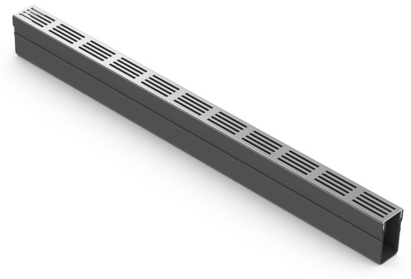 Afvoergeul 65x100mm ACO Slimline grijs alu designrooster l=1m