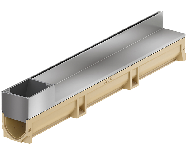 Aco Euroline 100 discreet 65 met exc. inox opzetstuk (85 cm) met toegangsluik (15 cm) uit inox H=118mm 