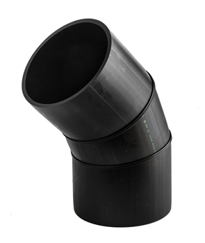 PE druk gesegmenteerde bocht dia 250mm 45° SDR17 PN10 (geen stockproduct)