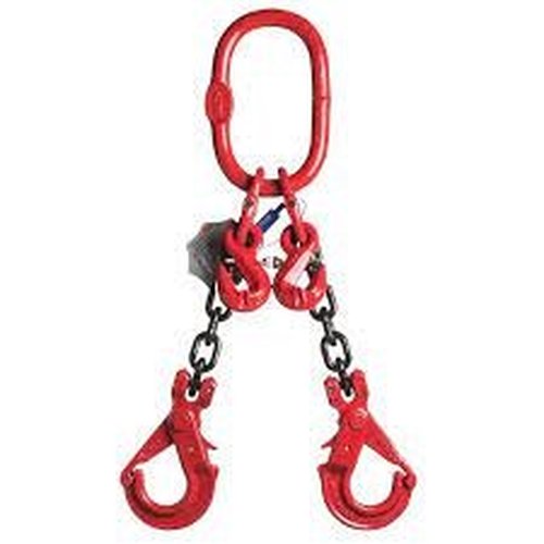 Chaîne 2 sauts dia 8mm - 2.8T/90° 2m avec crochets de retenue et crochets de sécurité homologuée CE