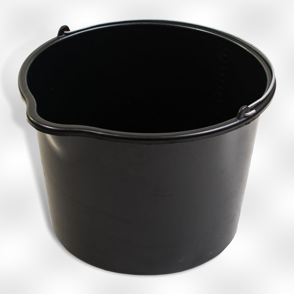 Emmer 12l zwart PE rond m/tuit dia 32x23cm