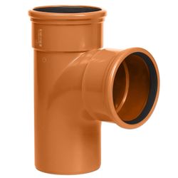 PVC T-stuk dia 110 87° 2xMsp roodbruin benor SN8 