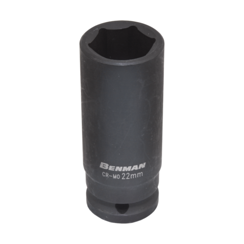 IMPACT DEEP SOCKET, BLACK, 1/2", 78MML 15mm, BENMAN 