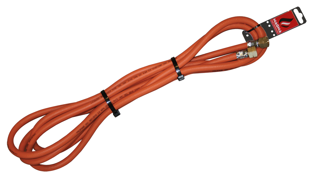 Gasslang rubber 5 m met 2 aansluitingen diam 6,3 - 3,8" 