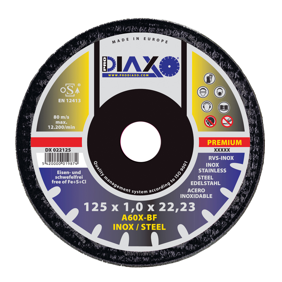 Doorsl.schijf dia 125x1 inox DIAX