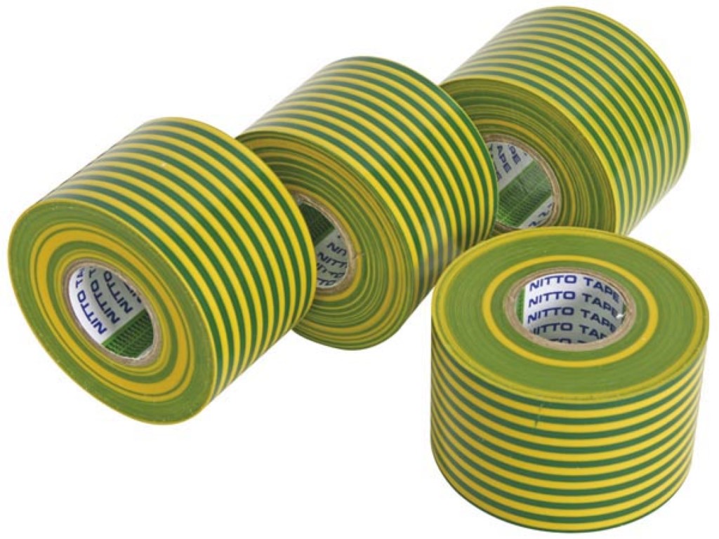Plakband nitto 50 mm x 20 m geel/groen 