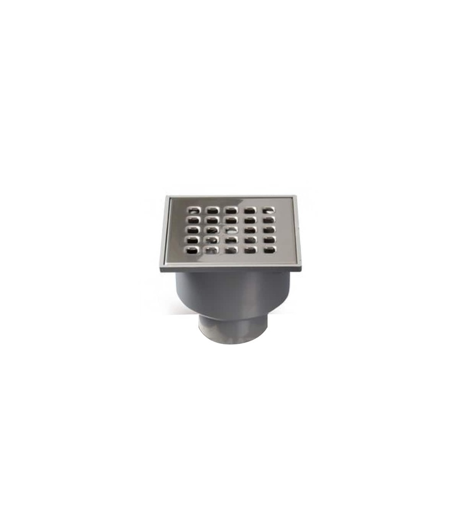 Kloksifon 105x105 inox rooster pvc kader zijuitgang dia 50 Nicoll 