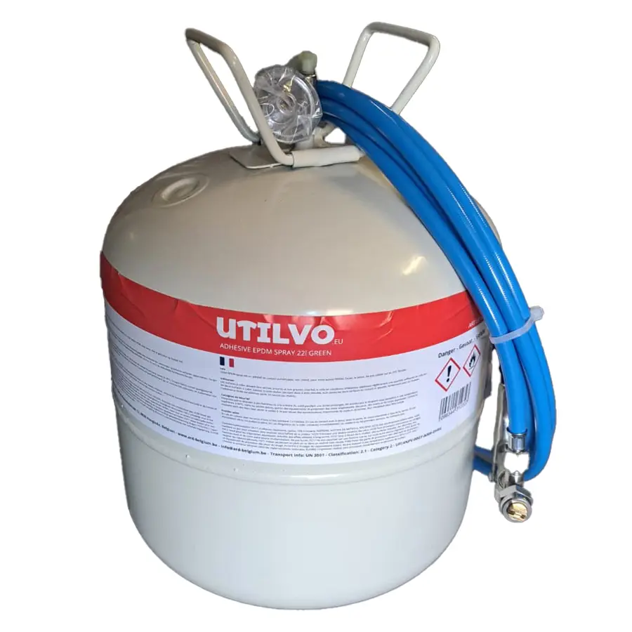 Adhésif en aérosol pour EPS, XPS, contreplaqué, laine de verre 22.1 l bleu (set : baril+tuyau+pistolet+nettoyeur)