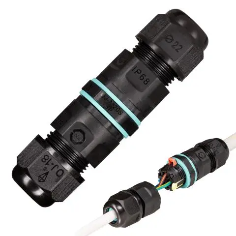 Connecteur de câble IP 68- 83 mm noir (étanche)