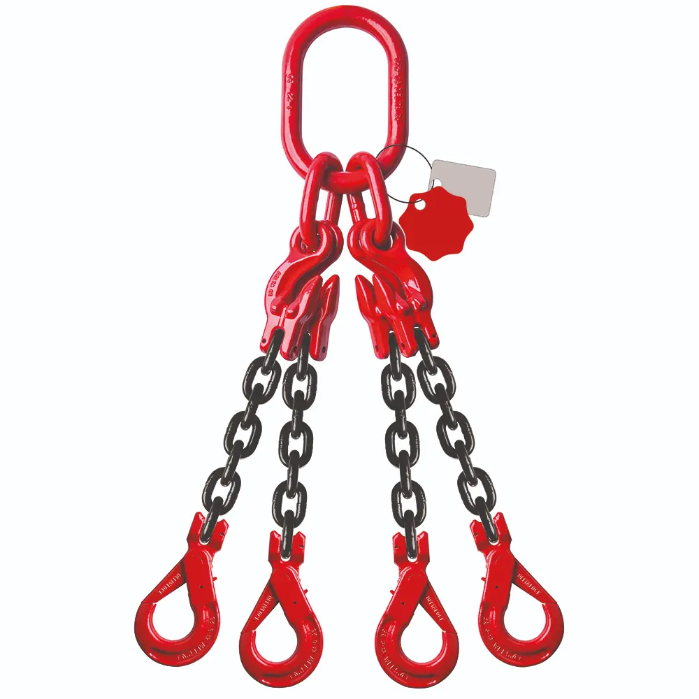 Ketting 4-sprong 8 mm l=2m met Veiligheidshaak en inkorthaak 4,25 Ton