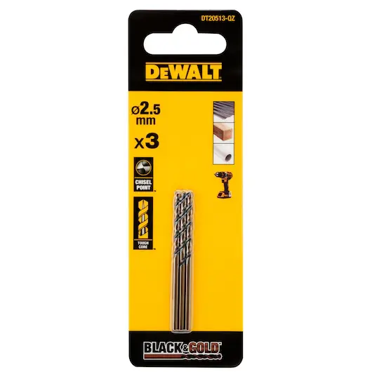 Mèche métal noir et or 2.5mm (3pcs)