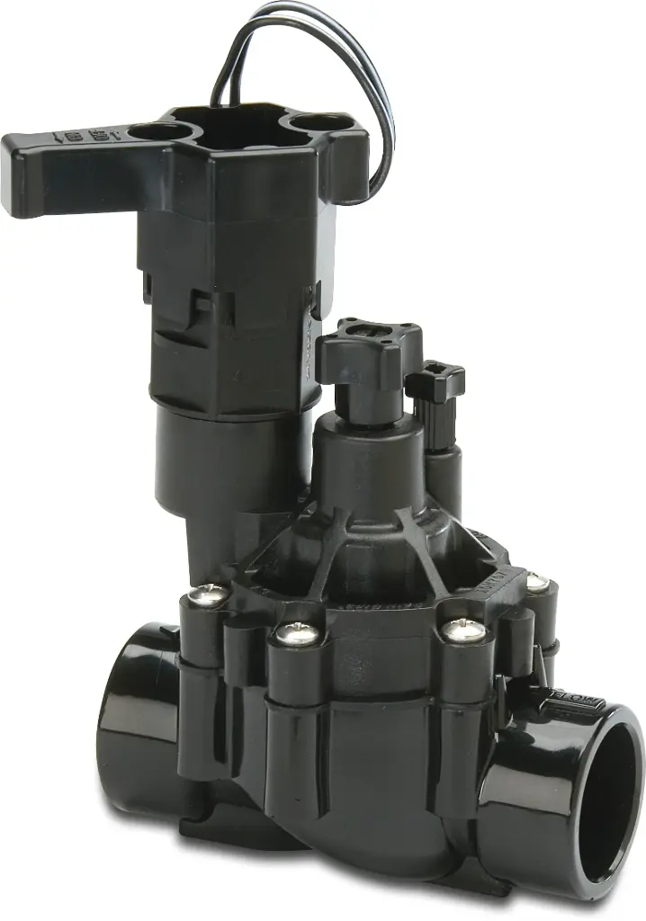 Solenoid valve glass-filled polypropylene 1" female thread 10bar 24VAC black 100-DVF