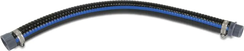 Zuig-/persslang PVC/staal 1" buitendraad x binnendraad 12bar 0.9bar zwart/blauw 0.8m