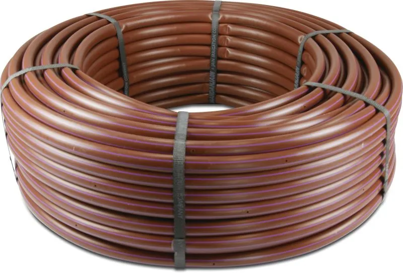 Druppelbevloeiingsslang PE 16 mm x 1,2 mm 47mil 4bar 130micron 2,2ltr/h 33cm bruin 100m type TurfDrip Sub Surface 
