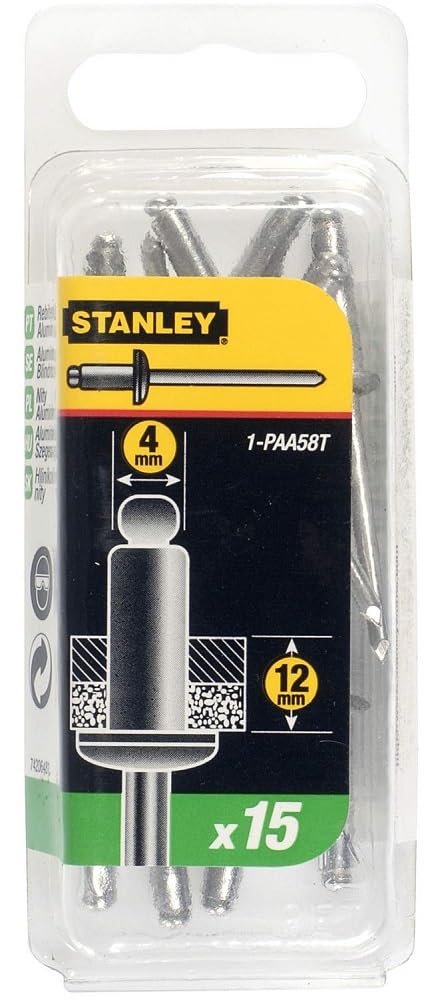 Stanley blind rivets 4x12mm (15pcs)