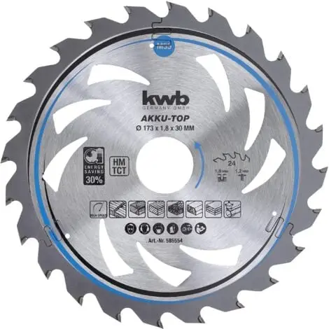 KWB Dun zagend cirkelzaagblad, met hardmetaal versterkt, ø 173 x 30 mm 55M