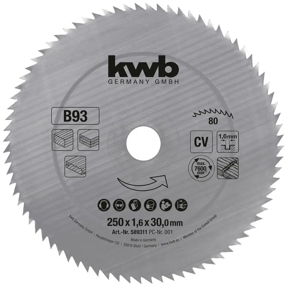 KWB Cirkelzaagblad HM Ø 250 X 30mm  60M 