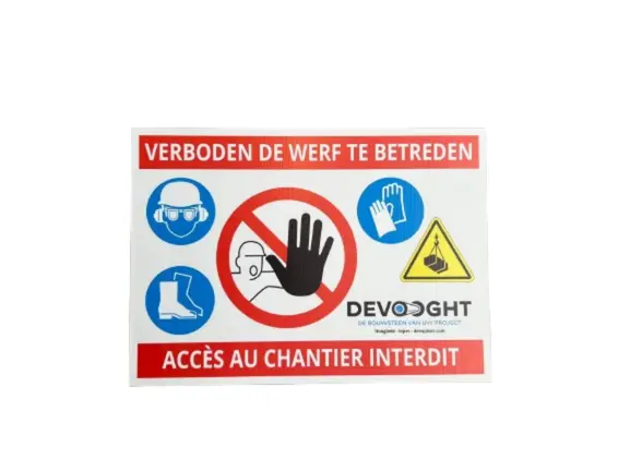 Yard sign "PROHIBITED TO TOUCH THE WORLD"