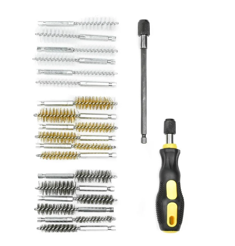 Jeu de brosses 20 pièces nylon/acier/laiton