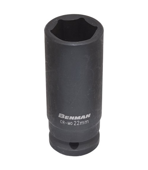 Impact deep socket, black, Benman 1/2", 78mm 22mm