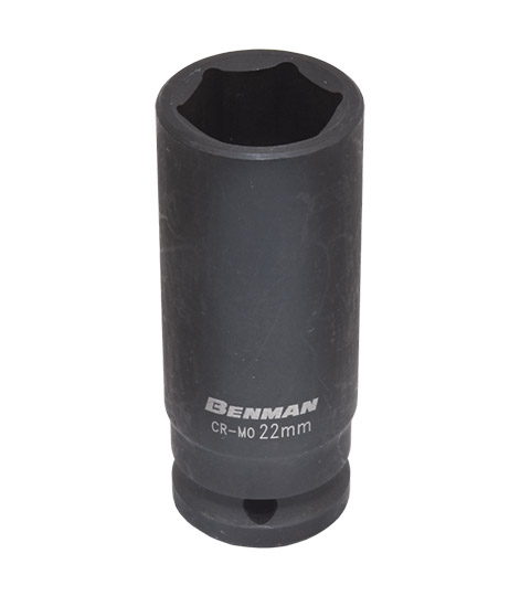 Impact deep socket, black, Benman 1/2", 78mm 22mm