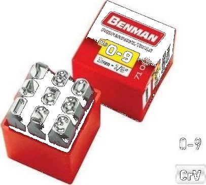 Number steel stamps, 06.00mm (1/4''), Benman