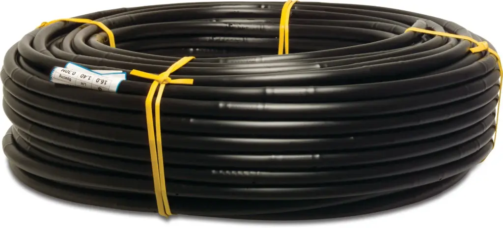 Druppelbevloeiingsslang PE 16 mm x 1,15 mm 46 mil. 4 bar 3,1 ltr/u 50m/rol 