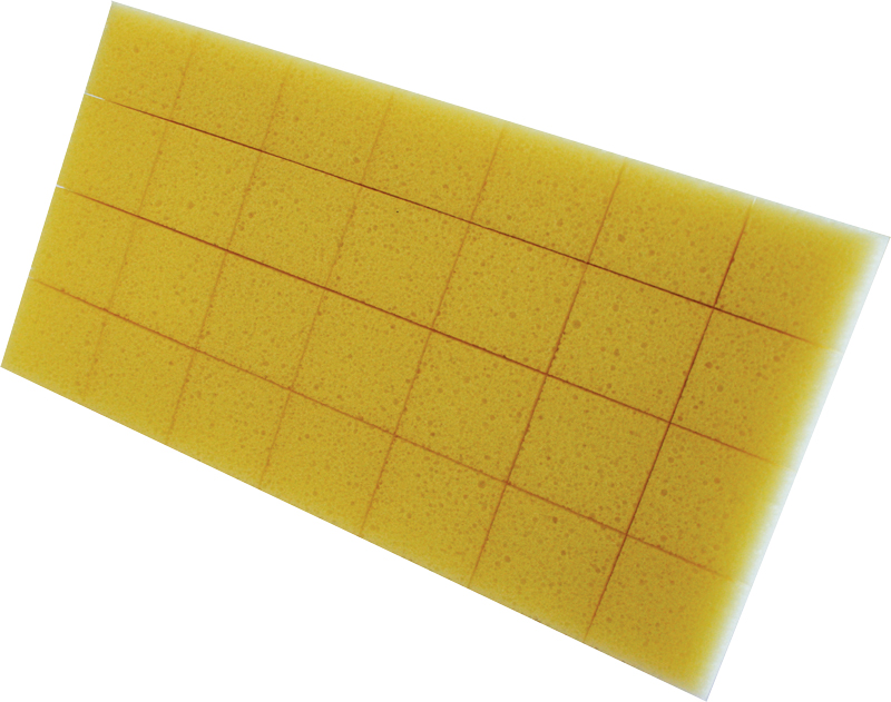 Kunststofspaan met dikke gele spons / gerasterd 270x140x30mm 