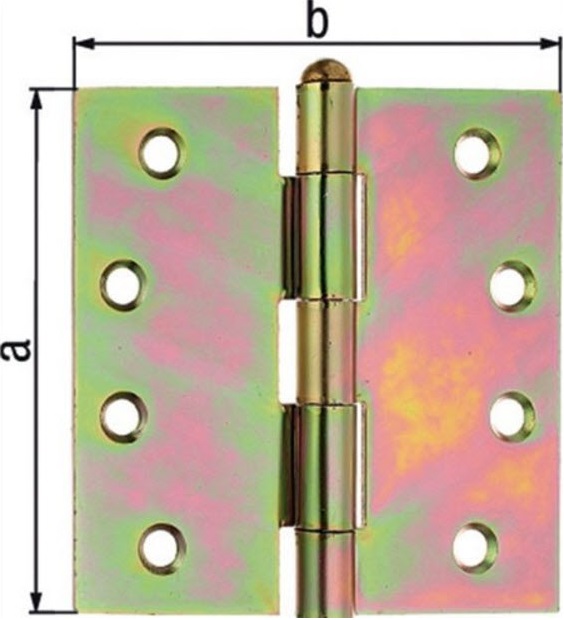 Charnière avec rivet galva 76x76x2