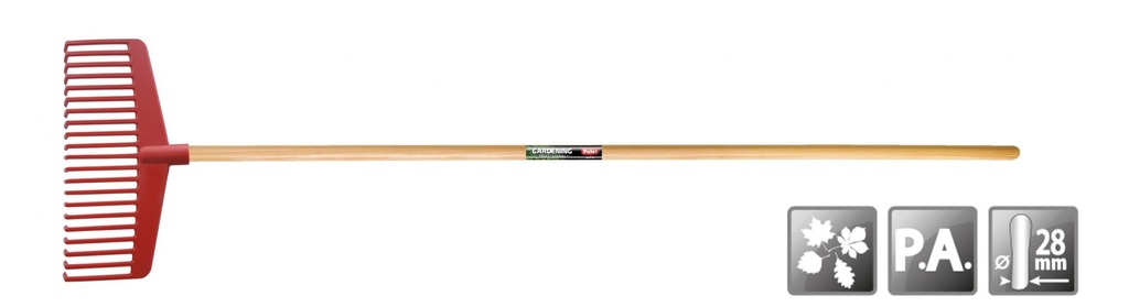 Leaf rake 380mm polyamide fixed m/st 1.5m