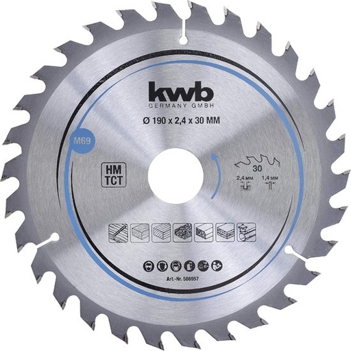 [KWB586957] Saw blade wood 190mm x 30 x 69 t