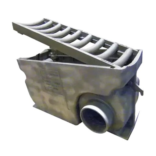 Gietij. waterslokker A8C D400 - gebogen schuine baren br=300m ug=160mm H=400 mm B 