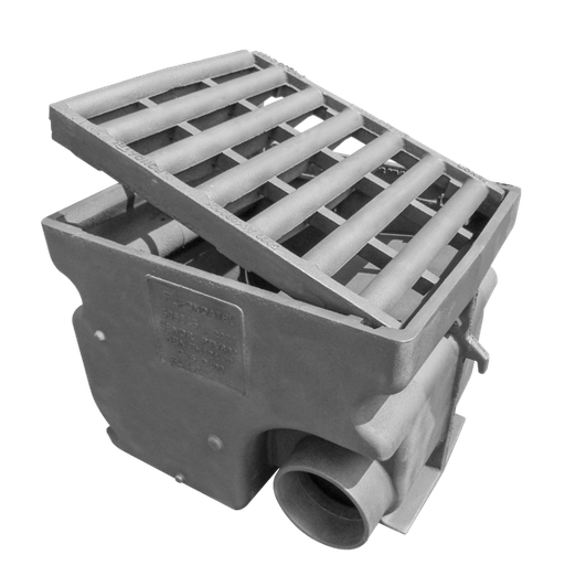 Avaloir de rue en fonte A9B D400 - plats courbes br=500mm côté dos=160mm BENOR (105045LP0)