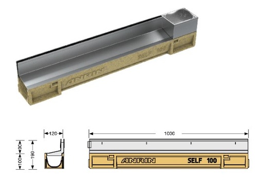 [ANR07484200] ANRIN SELF-100 H=100mm Galva spleet met inspectieluik rechts L=1000mm