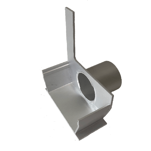 [ARDRAINS50RA] Afvoerg. alu goot+ alu spleet 2 cm stop met uitloop dia 50mm rechts
