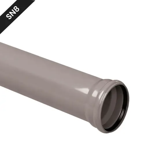 [B160X4.7] PVC buis dia 160 x 4,7 gemoft grijs benor SN8 l=5m (195m/pallet) 