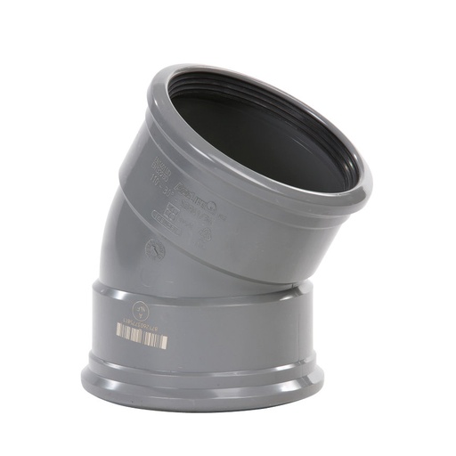 [BB1103] PVC bend dia 110 30° 2xM gray benor SN8