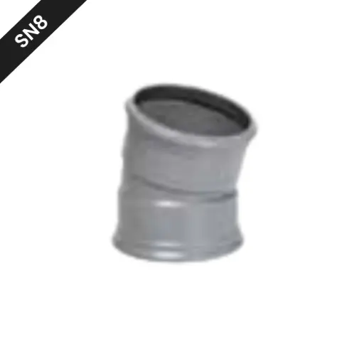 [BB2001SN8] PVC straatriolering bocht dia 200 15° 2xM grijs benor SN8 