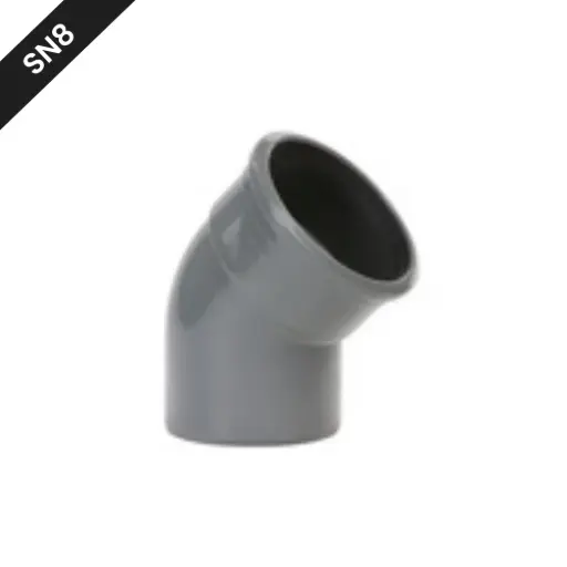 [BBS1254SN8] PVC straatriolering bocht dia 125 45° MSp grijs benor SN8 