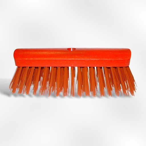[000522] Borstel straatbezem 100% rond hout rood gelakt (laag) 