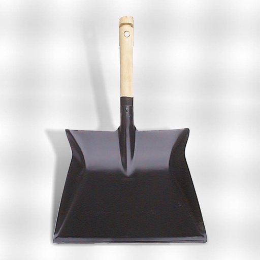[002720] Stofblik metaal zwart houten steel