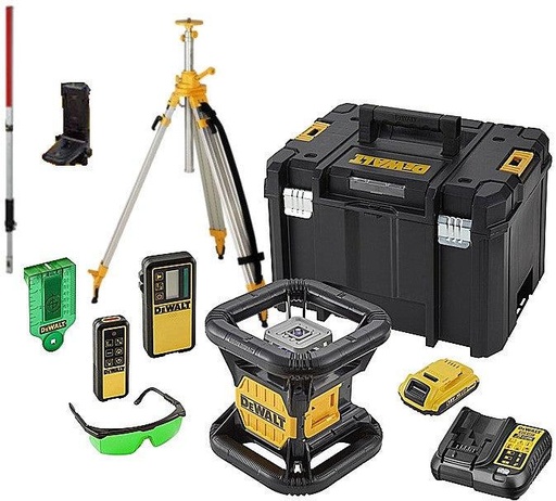 [DCE079D1G-SET] 18V Rot. laser, tripod & lath - Green