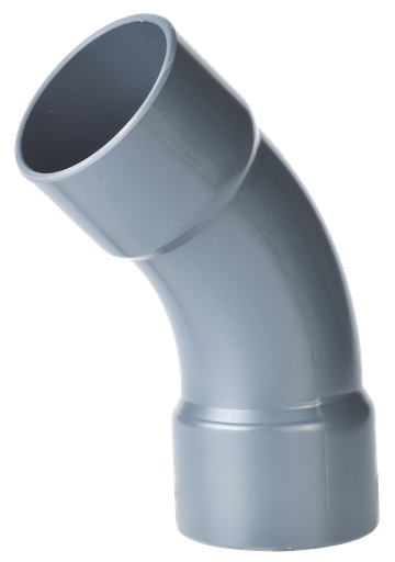 [DRLB1604] PVC druk bocht lang dia 160 45° PN12.5