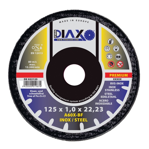 [125-1D] Disque à tronçonner dia 125x1 acier inoxydable DIAX